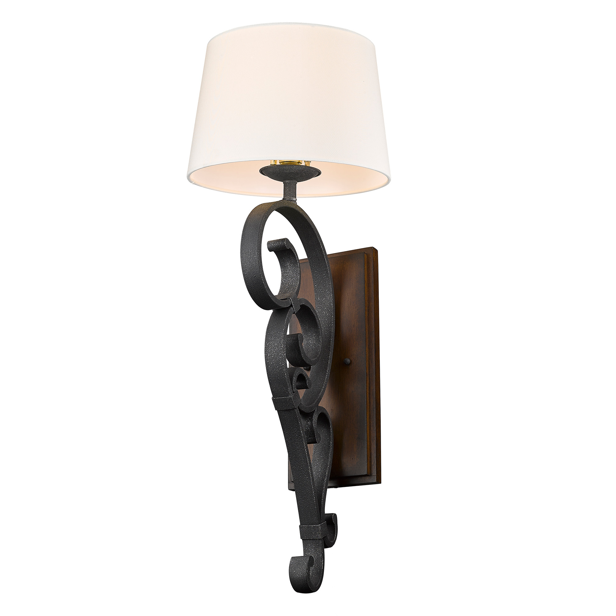 Madera 1 Light 12 inch Black Iron Wall Sconce Wall Light Plug in or Hardwire